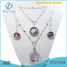 Cheap Fasion 30mm+25mm+20mm round Crystal Silver 316L stainless steel floating locket Jewelry Set